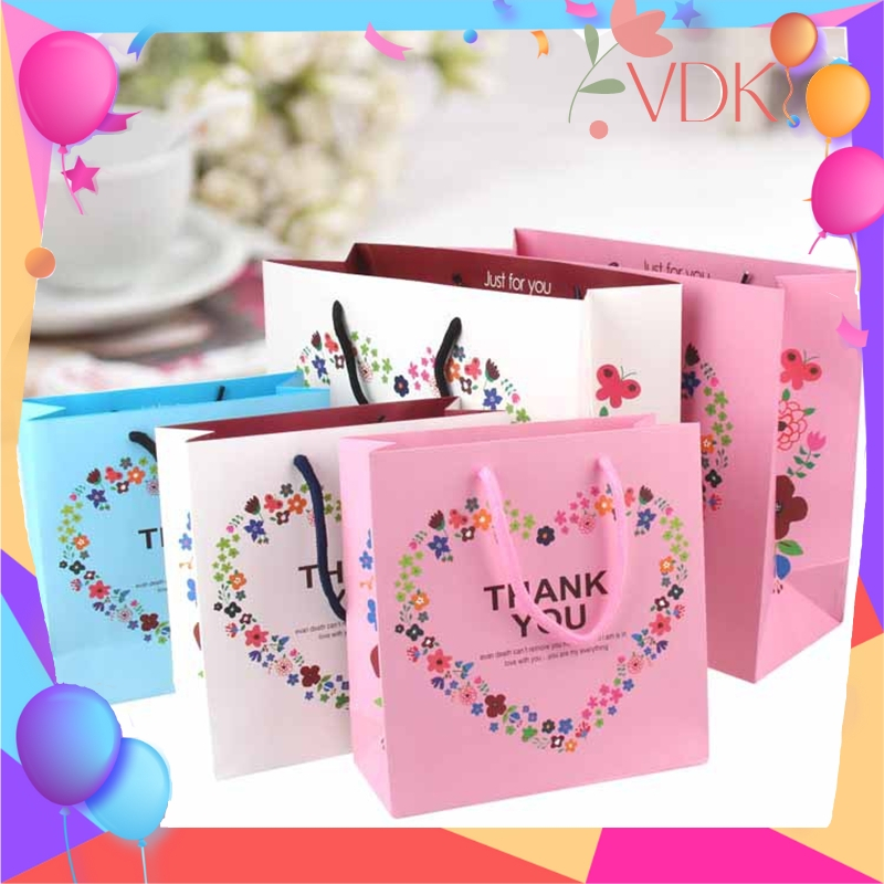 Túi Giấy Cứng Đựng Quà Túi Quà Tặng Cảm Ơn Thank You Họa Tiết Trái Tim H96