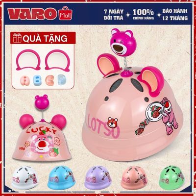 Mũ Trẻ Em Thể Thao Varo Macaron Tem Gấu Dâu Cho Bé Từ 2 - 7 Tuổi Lotso Tặng Kèm Tai & Bông Gấu Dâu