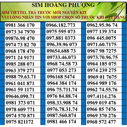Sim vietttel số đẹp đồng giá 250k PL2