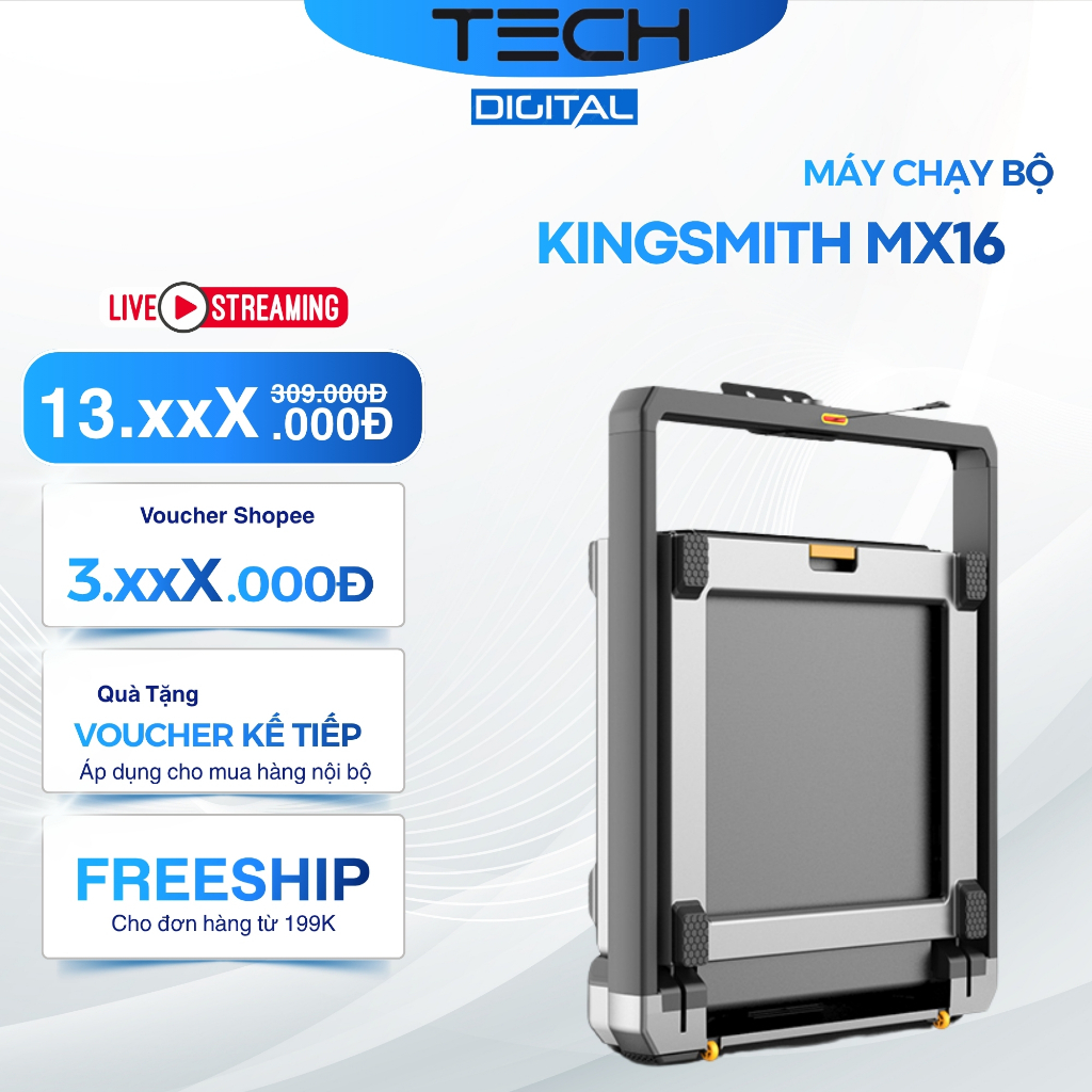 Máy Chạy Bộ KingSmith MX16 Thông Minh, Gấp Gọn Kết Nối App, Công Suất 918W