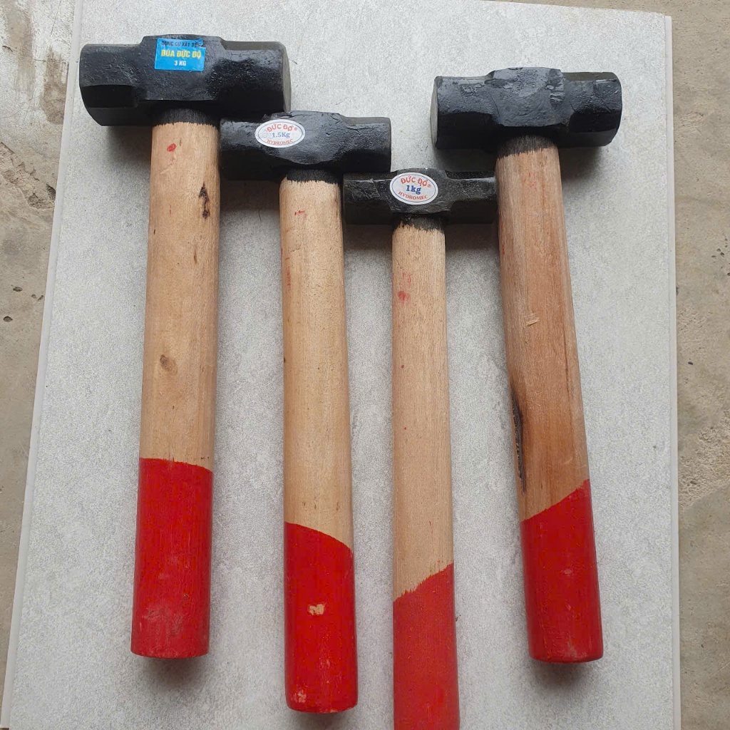 Búa tạ thép đầu lục giác cán gỗ 1kg 1.5kg 2kg 3kg