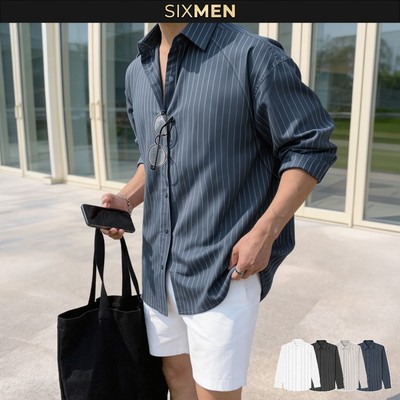 Áo Sơ Mi Nam Sọc Dài Tay RAVEN – Chống Nhăn, Vải Mịn Thoáng Mát, Form Tôn Dáng – SIXMEN