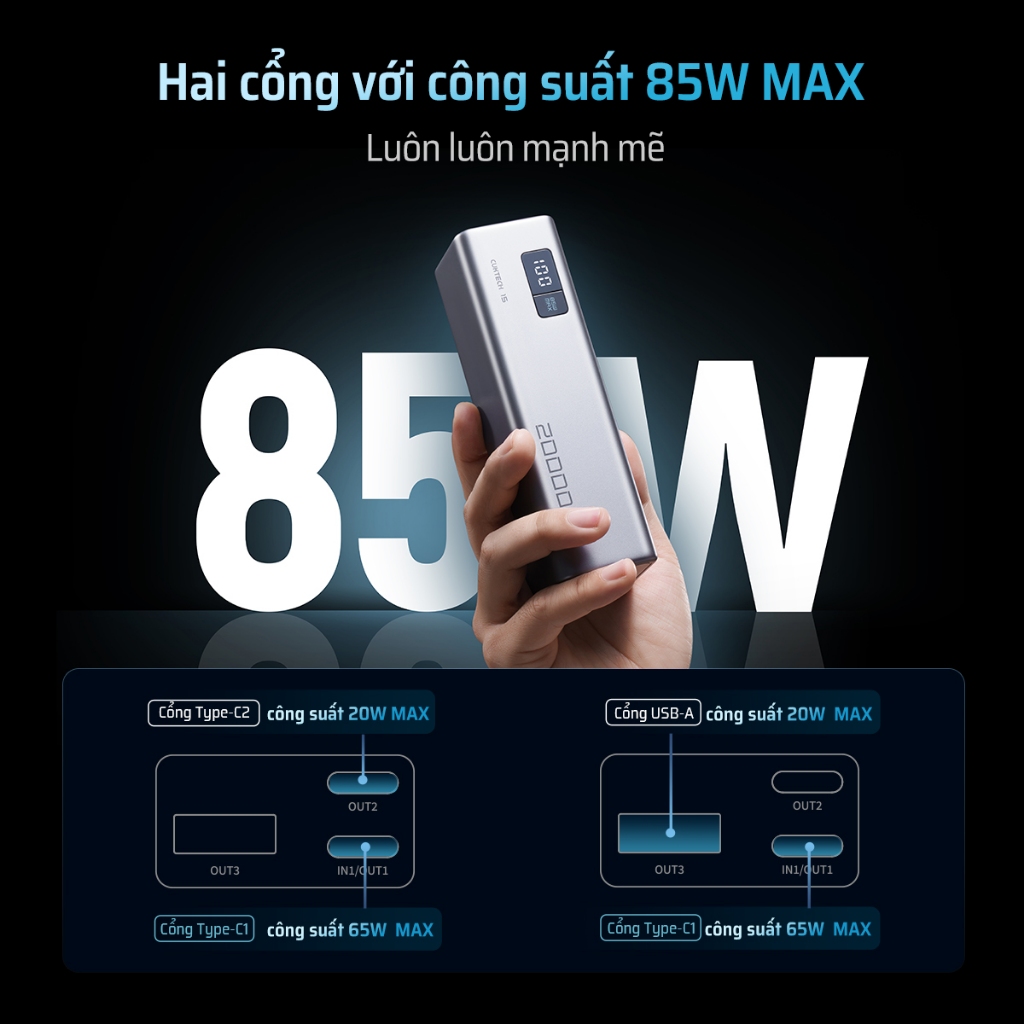 【Được chứng nhận CCC】CUKTECH Sạc Nhanh 85W 20000mAh – Hỗ Trợ Xiaomi 67W Laptop 65W Samsung 45W iP 16/15/14 | BigBuy360 - bigbuy360.vn
