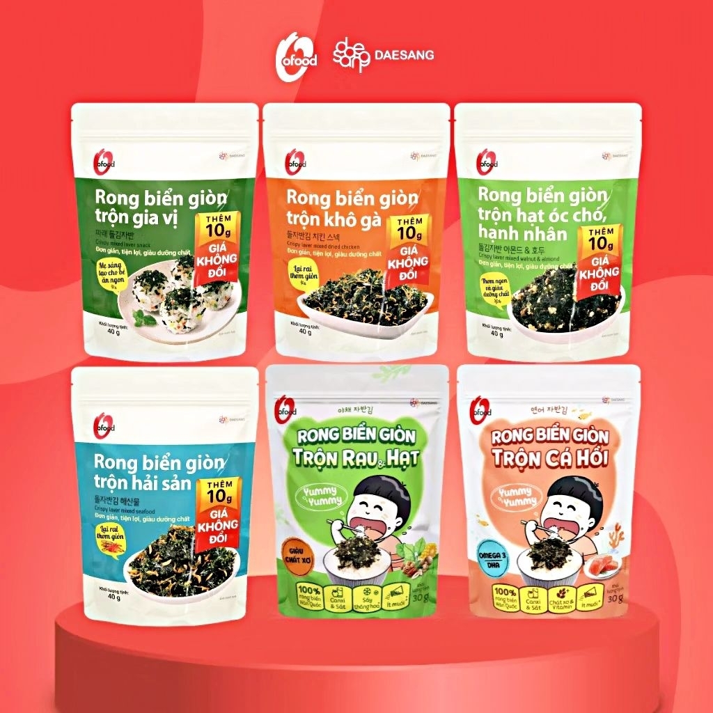 Rong biển trộn cơm Ofood có 6 vị