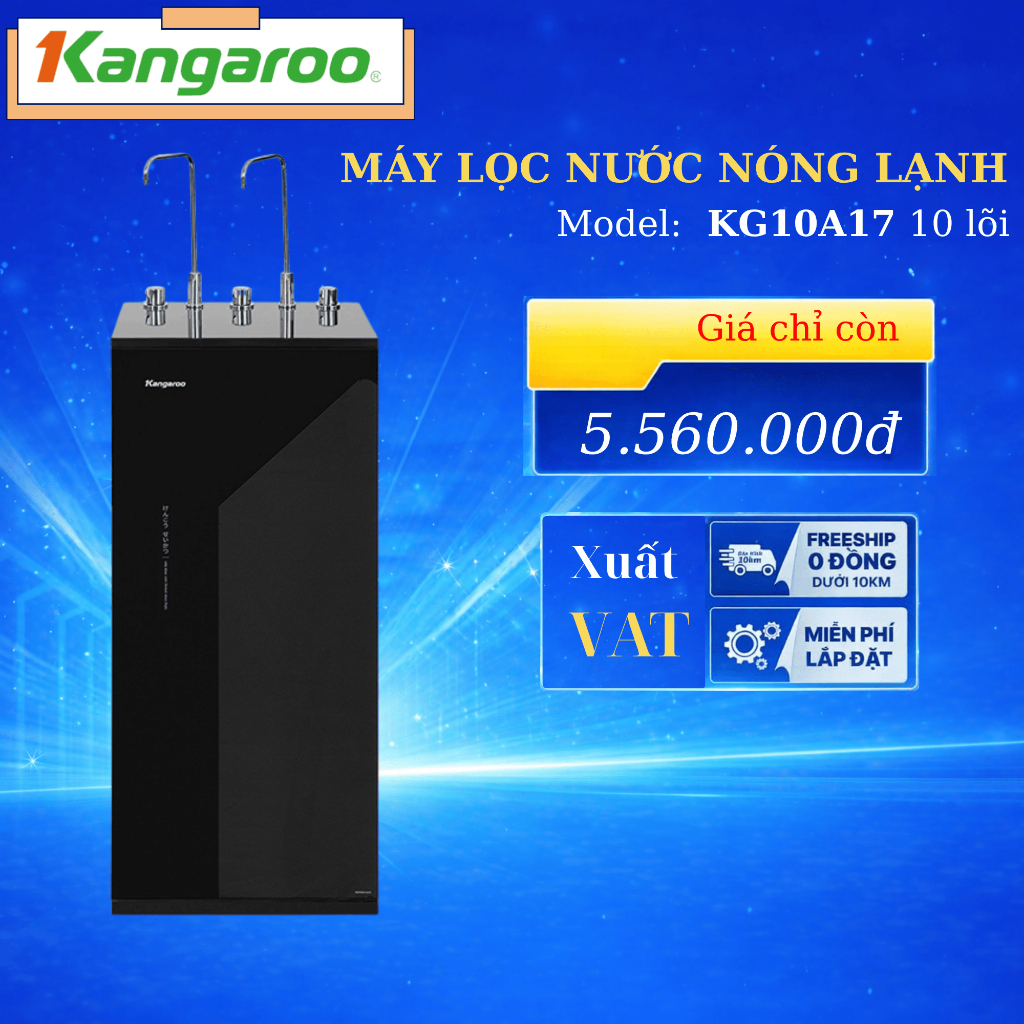 [CÓ VAT] Máy lọc nước RO nóng nguội lạnh Kangaroo KG10A17 10 lõi - INVERTER tiết kiệm điện - 10A17