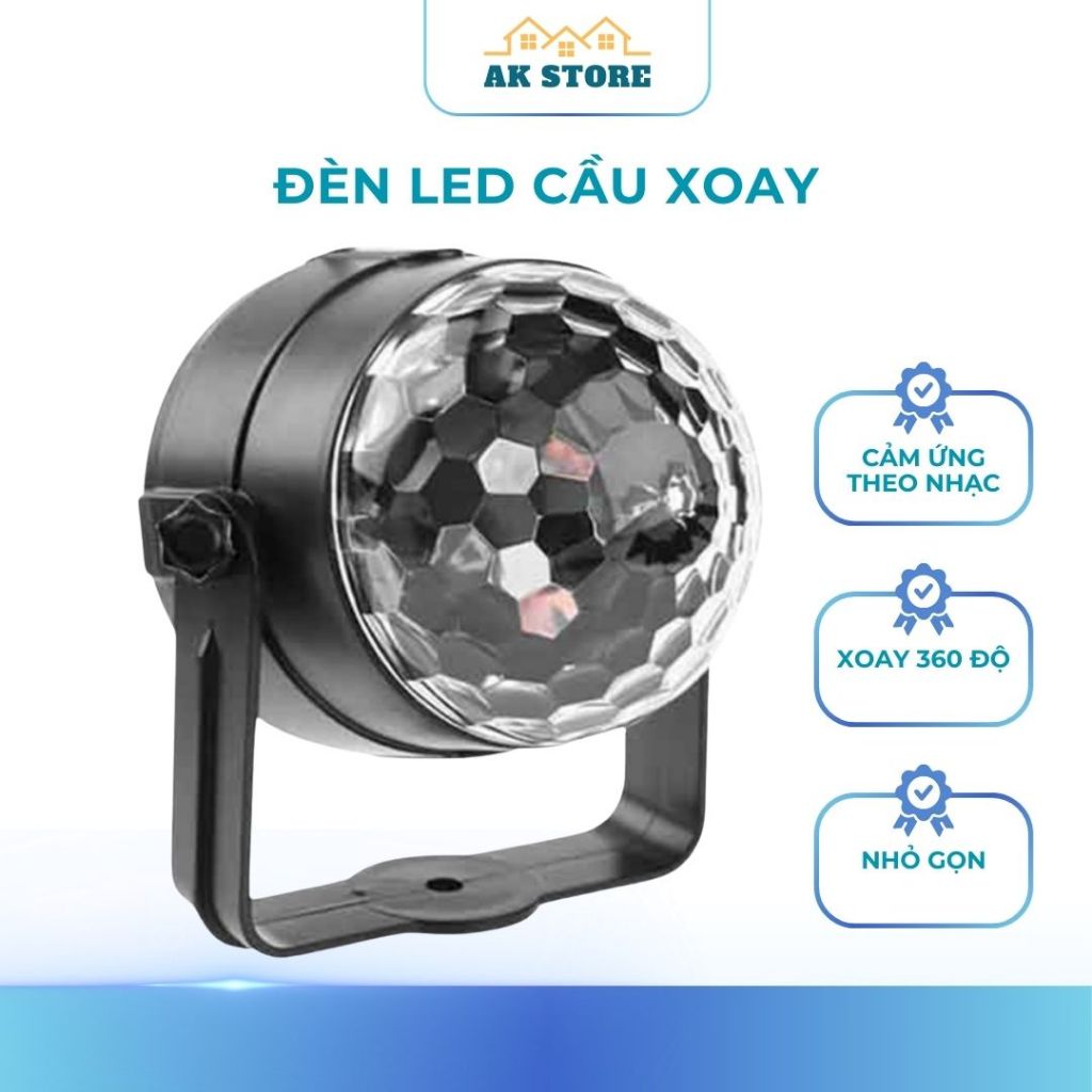 AK_STORE Đèn Led Xoay Trang Trí 7 Màu Cảm Ứng Theo Nhạc