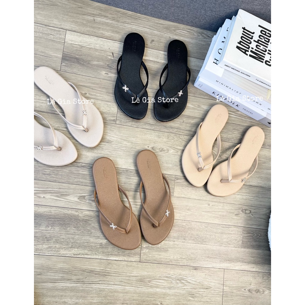 LÊ Gia Store D189 Dép quai kẹp charm đá chất da mềm đế TPR cao cấp chống trơn