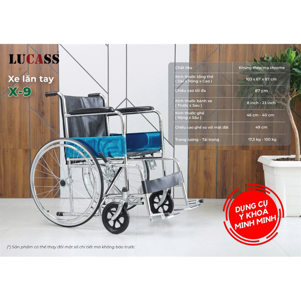 ✅ Xe Lăn Vải Da Simili Dành Cho Người Già Lucass X-9 (X9) | X-9J (X9J)