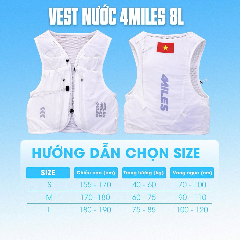 Vest nước chạy bộ địa hình 4Miles – Áo vest chạy trail, vest nước marathon siêu nhẹ thoáng khí