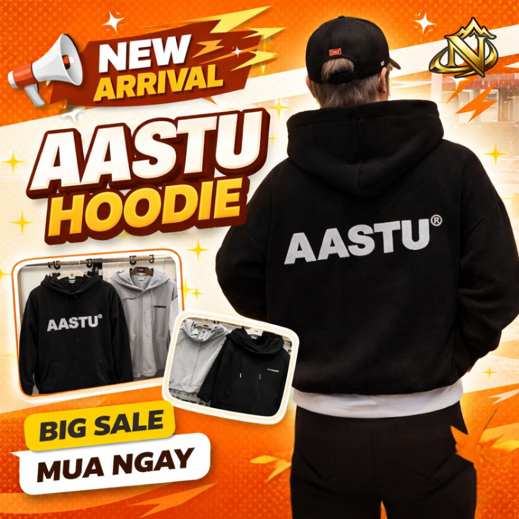 Áo Khoác Hoodie AASTU Nam Nữ Form Rộng Unisex Chất Nỉ Dày Dặn In Logo Basic Streetwear