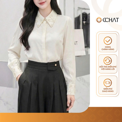 Áo Sơ Mi Nữ 𝐂𝐂𝐇𝐀𝐓 Dáng Suông Kiểu Katie Chất Liệu Tơ Mềm Mại 16FDV9043ST