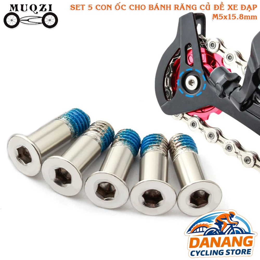 Set 5 Ốc Vít Bánh Đề Xe Đạp MUQZI M5x15.8mm – Thép Bền, Chống Rỉ, Dễ Lắp