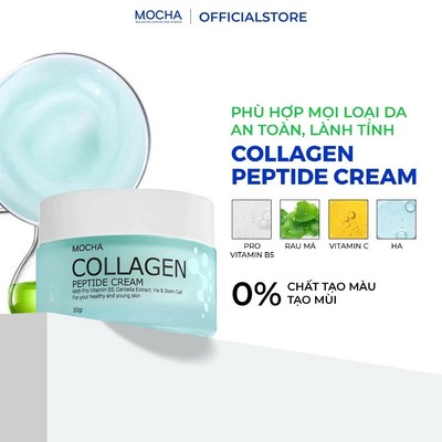 Kem Dưỡng Collagen Peptide Cream MOCHA 30gr Cấp Ẩm Và Làm Dịu Da , Giúp Da Khỏe Đều Màu