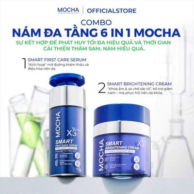 Combo Giảm Sạm Nám Chuyên Sâu MOCHA Smart Brightening Cream và Smart First Care Serum, Mua 2 Tặng 2