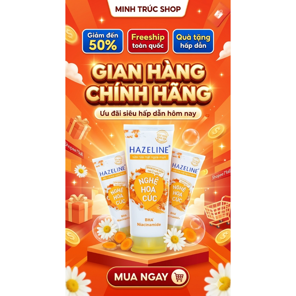 Sữa rửa mặt Hazeline nghệ hoa cúc 100g