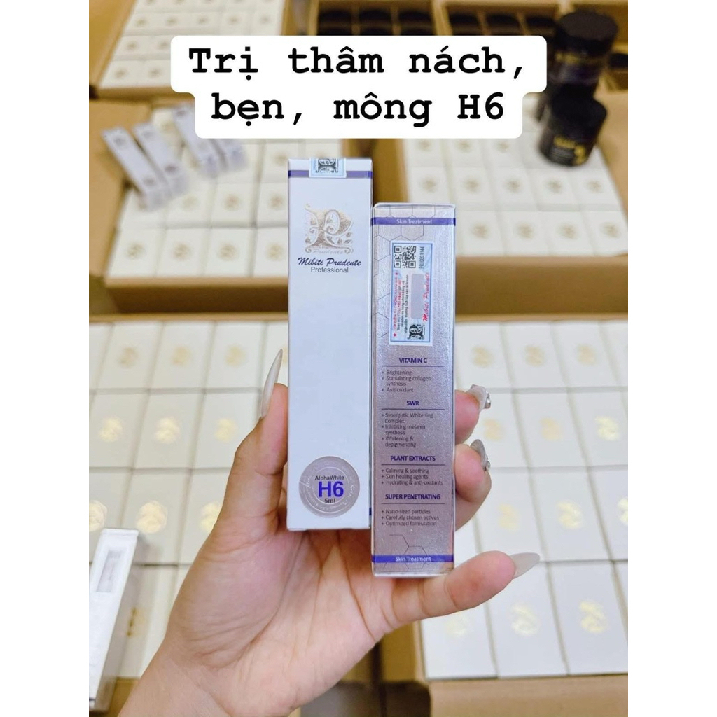 Kem Thâm Mông, Nách, Bẹn Nuwhite H6 5ml, Kem Làm Hồng H6 Alphawhite Mibiti Prudente Tăng Cường Sản S
