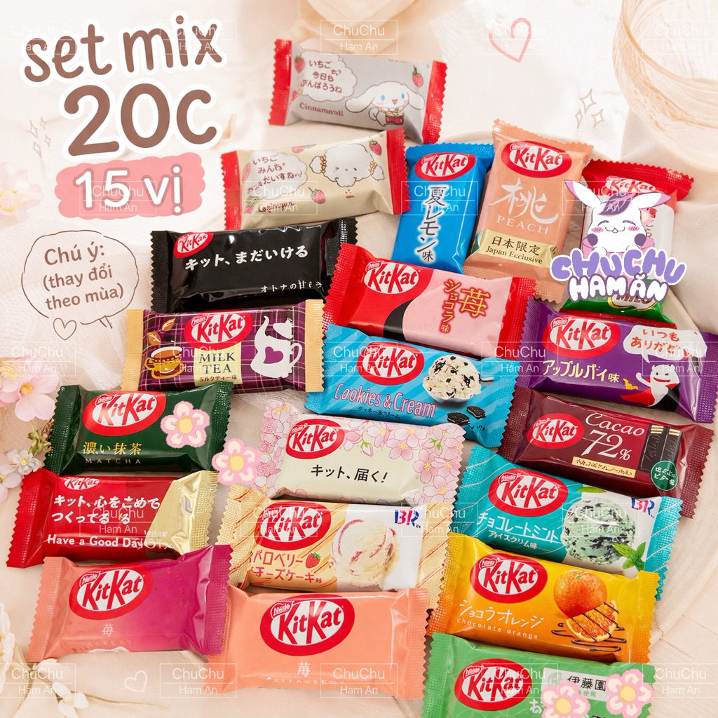 【COMBO MIX】 Bánh kẹo, socola hot: Kitkat, Melty Kiss, Haribo, Ovaltine
