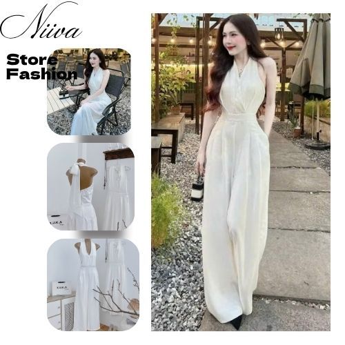 Bộ Jump Cổ Yếm Quần Suông Rộng Áo Gile - Áo Sát Nách, Set Đồ Nữ Áo Gile Linen Kèm Quần Ống Rộng Chất