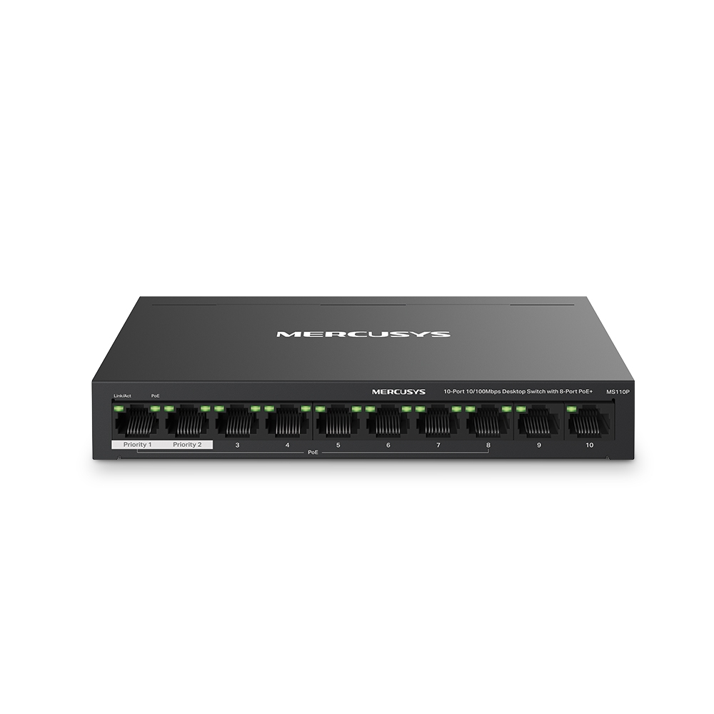 Bộ Chia Mạng PoE MS110P 10 Cổng (8 PoE+) – Hỗ Trợ Camera IP, Truyền Dữ Liệu & Nguồn