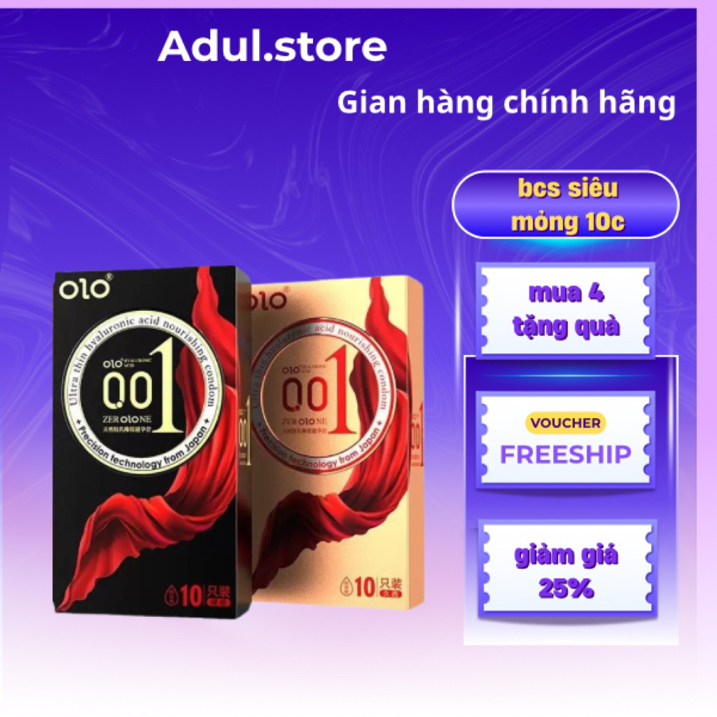 Bao cao su 0lo 001 siêu mỏng kéo dài thời gian , nhiều gel hộp 10 cái