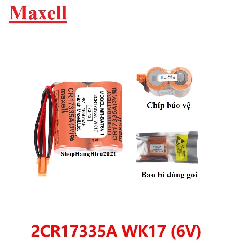 Pin MR-BAT6V1 Maxell 2CR17335A WK17 6V 1650mAh Lithium Cho Servo Mitsubishi MR-J4 - Made in Japan