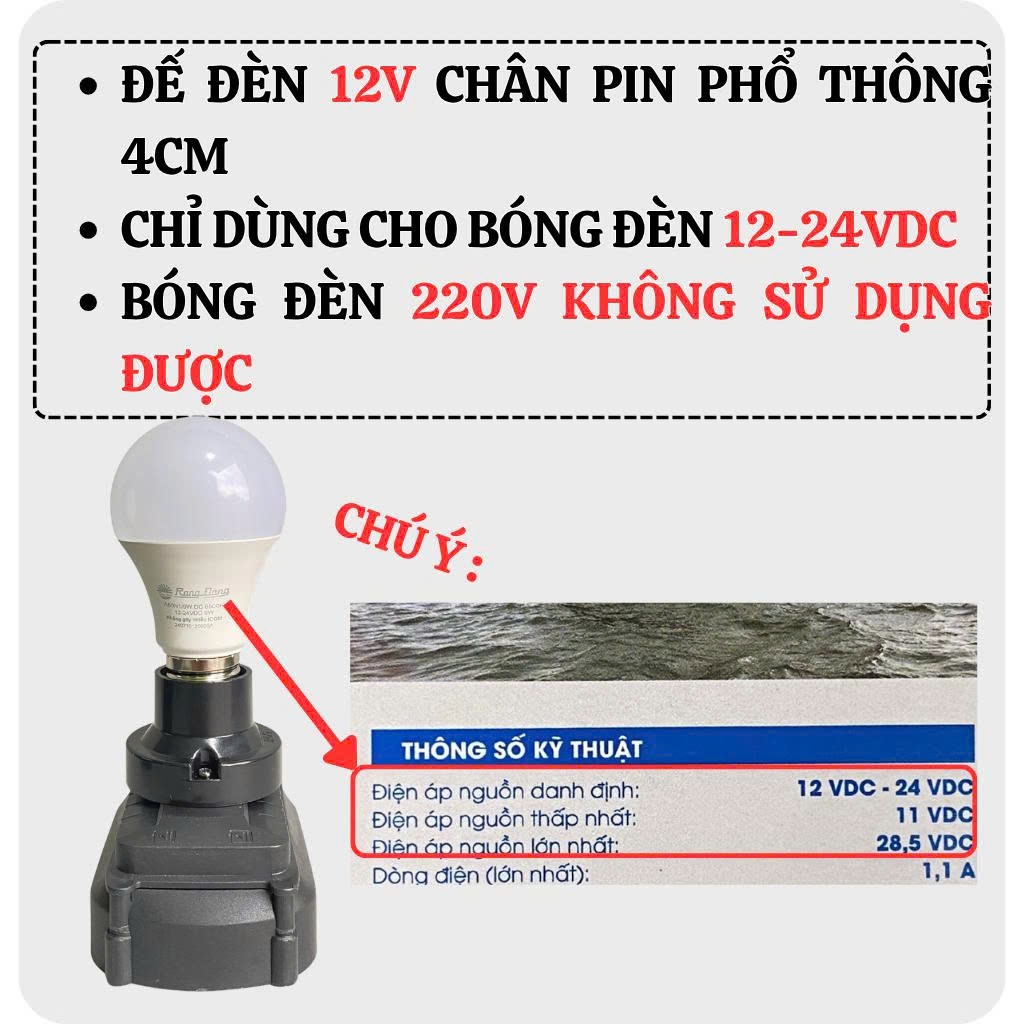 Bóng Đèn Led 12V-24V DC Rạng Đông đui xoáy E27 Công Suất 12W 20W 30W - đế chuyển pin phổ thông - Bón