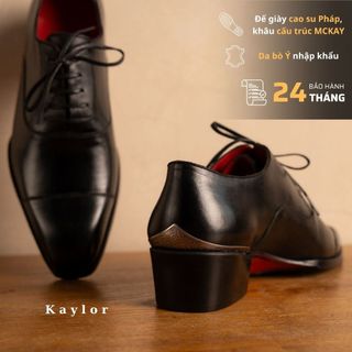 Giày tây nam CRAZY OXFORD da bò ý cao cấp tăng chiều cao 4cm đế đỏ giày da nam form chuẩn châu âu sang trọng KAYLOR