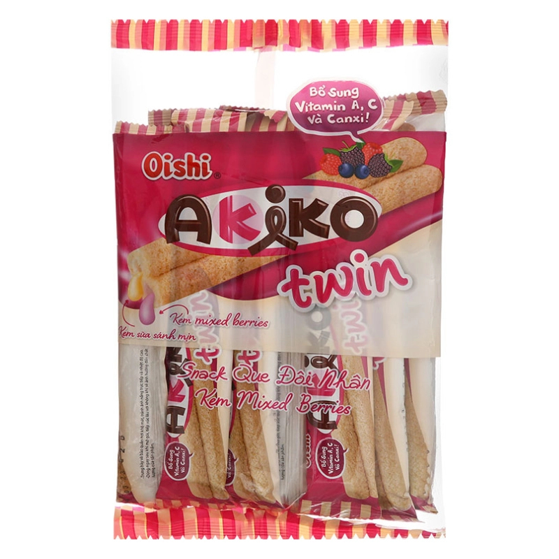 Bánh que Oishi Akiko Twin beriess/ Sữa/ Phô Mai/ Moka/ Tiramisu bịch 140g