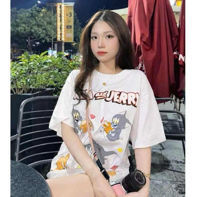 Áo Phông Nữ, Áo Phông Nữ Phom Rộng In Họa Tiết TOM & JERRY Siêu Đáng Yêu Hottrend 2026 - Velora Stor