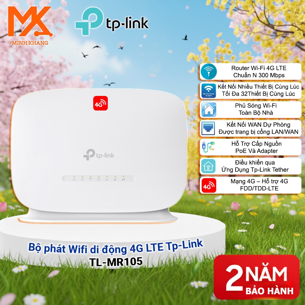 TP-Link TL-MR105 Router WiFi 4G LTE – 300Mbps, Cắm SIM Dùng Ngay, Phủ Sóng Rộng