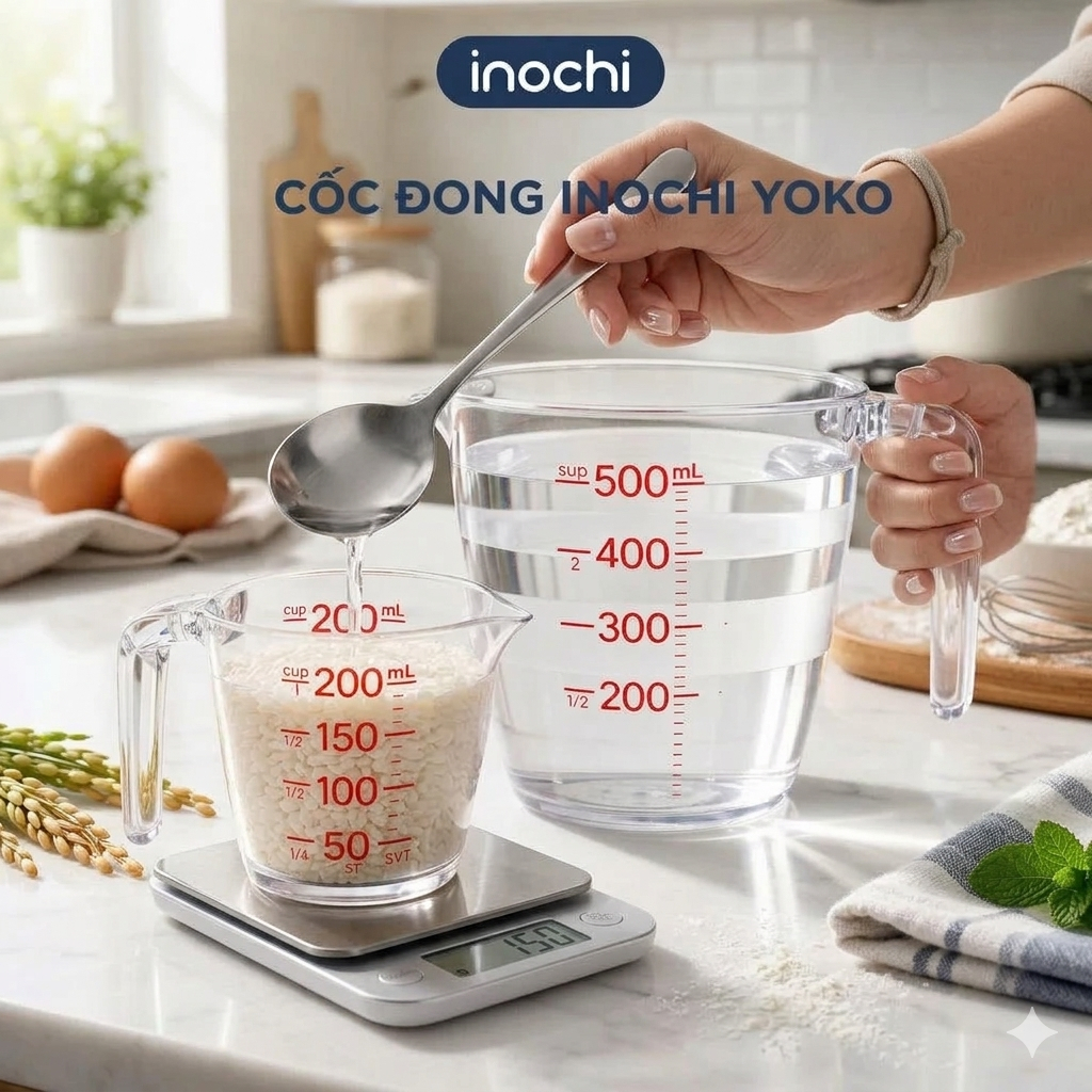 Cốc đong chia vạch Inochi Hàng chính hãng tiêu chuẩn nhật bản nhựa cao cấp chịu lực tốt, chịu nhiệt