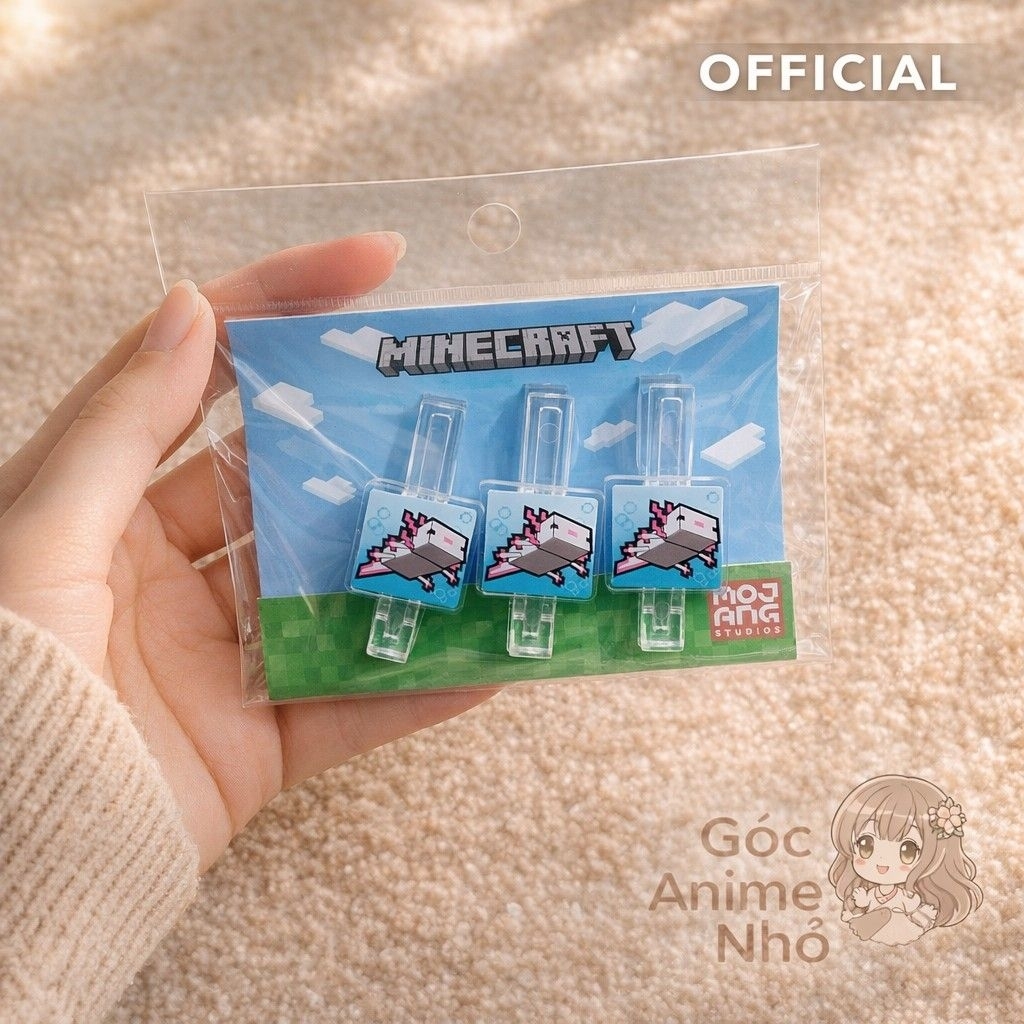 Kẹp nhựa hình Axolotl Minecraft chính hãng