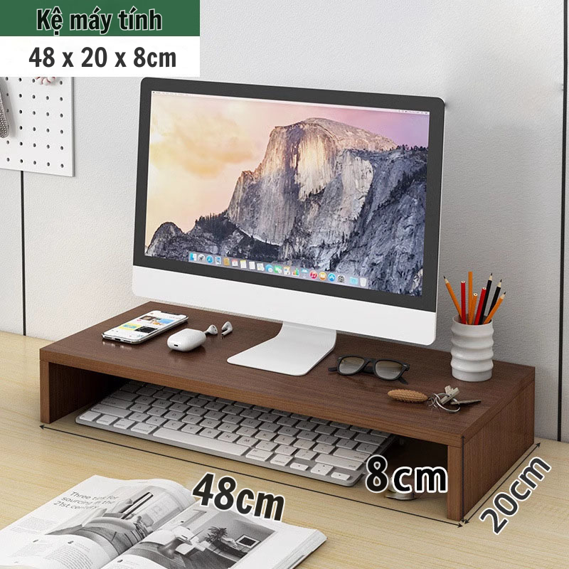 Kệ màn hình máy tính, kệ sách để bàn nhỏ gọn kệ để bàn kê laptop trang trí chất liệu gỗ MDF phủ Melamine | BigBuy360 - bigbuy360.vn