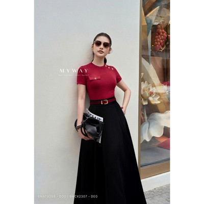 ÁO Thun Hè Nữ MY WAY Phối Túi Giả Sang Trọng 6MAT9358