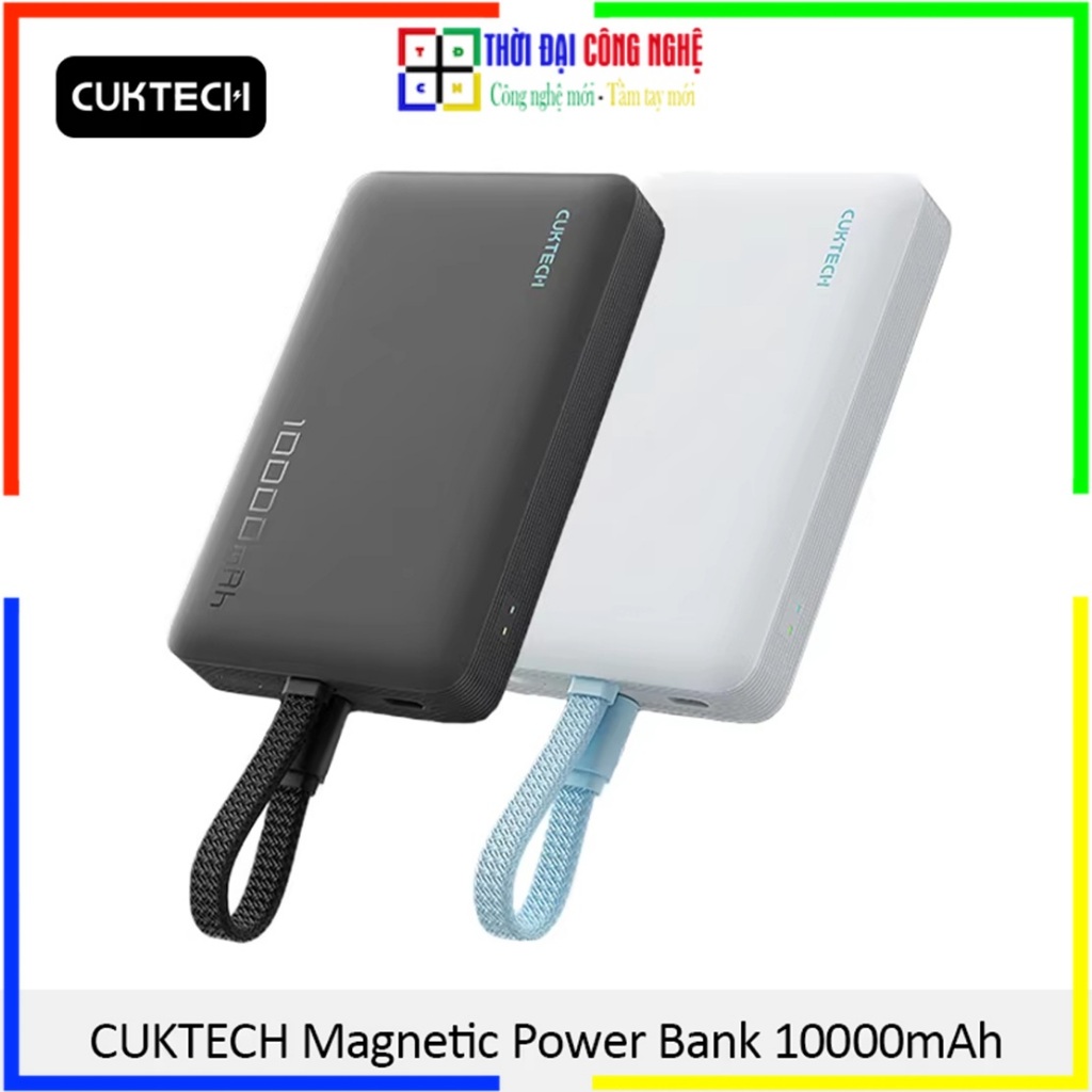 Sạc Dự Phòng Không Dây Cuktech CP132ML WPB100L 10000mAh - Hít Từ Tính - Có Cáp Type C - Bảo Hành 18 