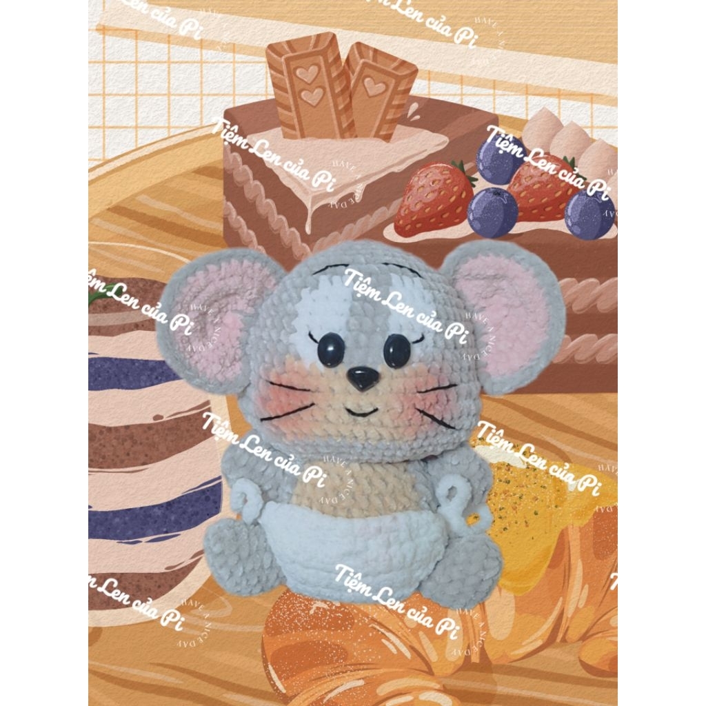[Ảnh thật] Chuột Nibbles len siêu yêu đi kèm móc khóa