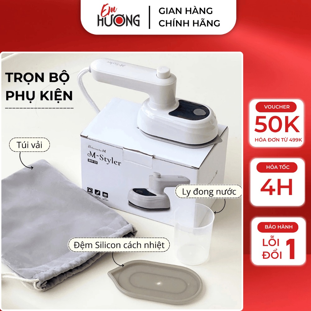Bàn Là Phun Ẩm Mini M-Styler Hàn Quốc – Nhỏ Gọn, Du Lịch, Là Mọi Ngóc Ngách, Chứng Nhận KC An Toàn