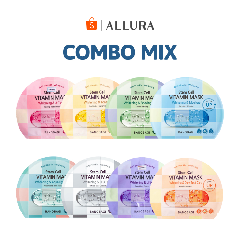 Combo Mix 10 Mặt Nạ Banobagi Stem Cell Vitamin Mask 30ml ALLURA Sản Phẩm Chính Hãng