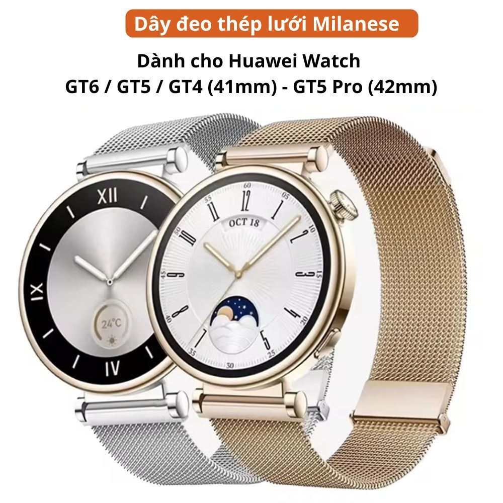 Dây đeo thép lưới Milanese Huawei Watch GT6/GT5/GT4 (41mm),GT5 Pro (42mm)