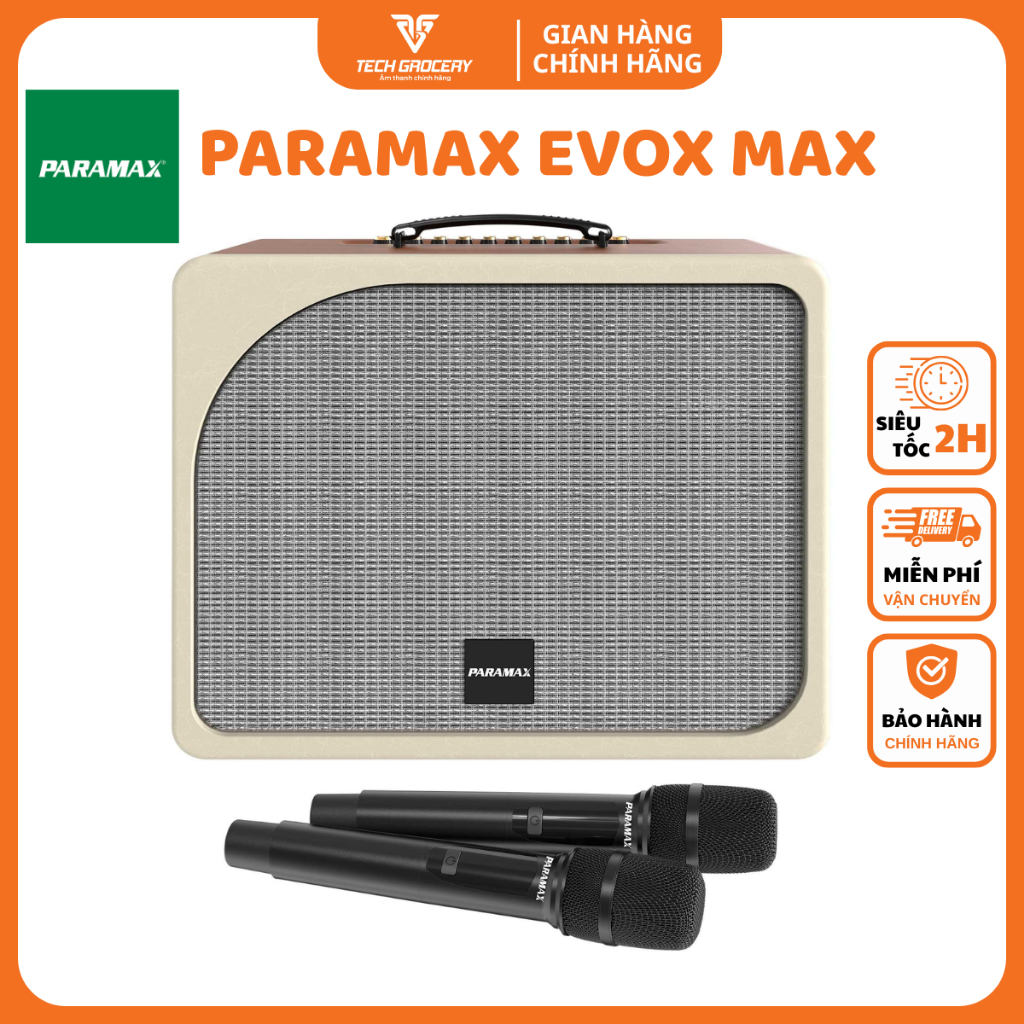 [TẶNG BỘ PIN SẠC] Loa Karaoke Di Động PARAMAX Evox MAX - 400W Bass 25cm, Chống Hú - Hàng Chính Hãng 