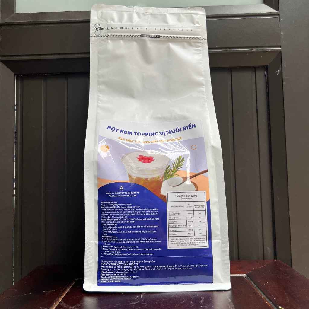 Bột Kem Topping Muối Biển Việt Tuấn 1kg – Kem Béo Mặn Ngọt, Làm Milk Foam, Topping Trà Sữa, Cà Phê