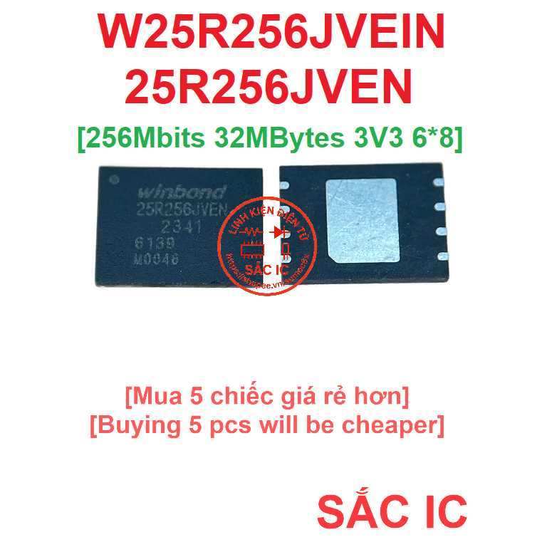 [B38][BIOS][3V3][6X8MM] 25R256JVEN W25R256JVEIN Bios 256Mbits 32Mbytes 32MB - Mới nguyên bản - Origi