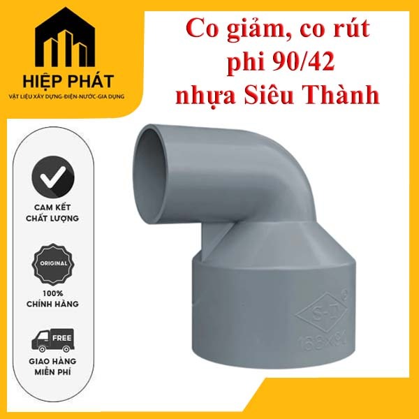 Co Giảm Siêu Thành (co 90/42 ),Co Giảm Siêu Thành 90/42 – Co Nối Ống PVC Chuyển Đổi Kích Thước, Nhựa