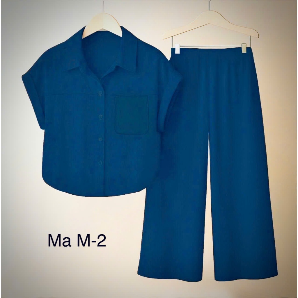 Sét Đồ Nữ Sơ Mi - Tay Ngắn, Quần Ống Xuông, chất Liệu Đũi Tơ Xước,t Full Size 40-76k cAO cẤP