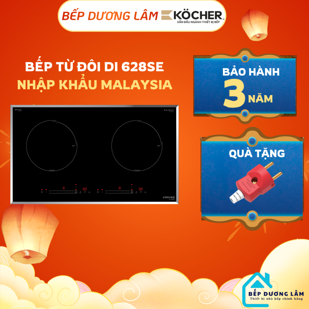 BẾP TỪ ĐÔI DI-628SE-Nhập Malaysia-Bảo hành 3 năm toàn quốc