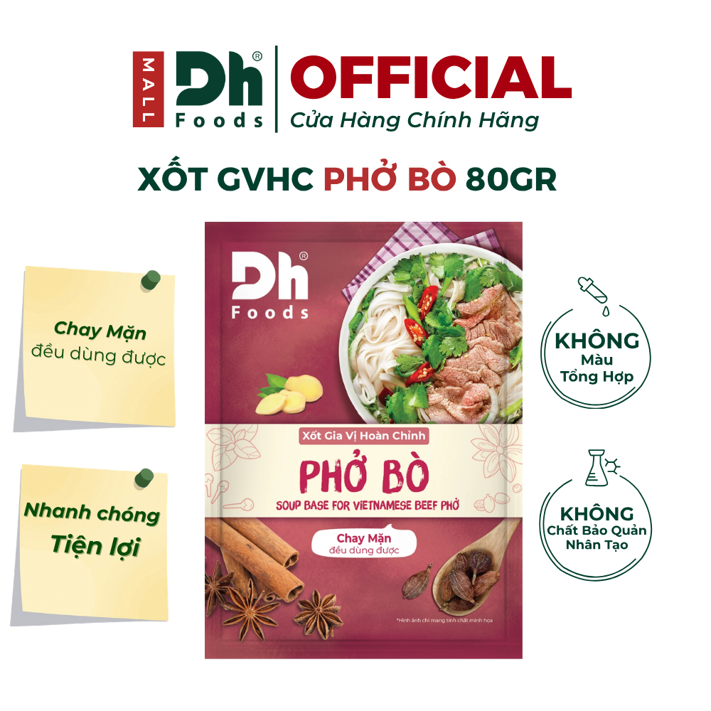 Xốt Gia Vị Hoàn Chỉnh Phở Bò Dh Foods Gói 80g – Gia Vị Nấu Phở, Nấu Phở Bò Thơm Ngon, Tiện Lợi, Đậm 