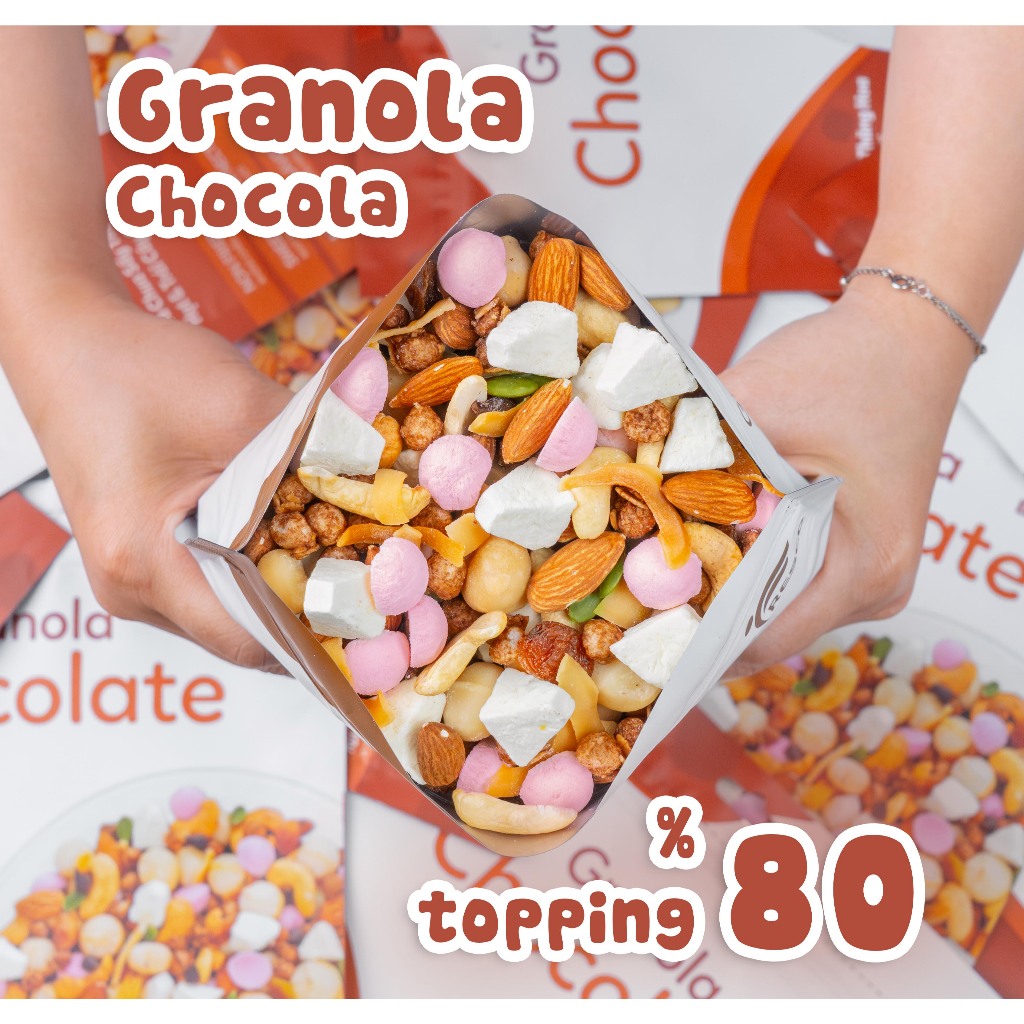 Granola 80% Topping Nhiều Hạt Nhiều Viên Sữa Chua Sấy Vị Chocolate Ngũ Cốc Ăn Kiêng Befresco