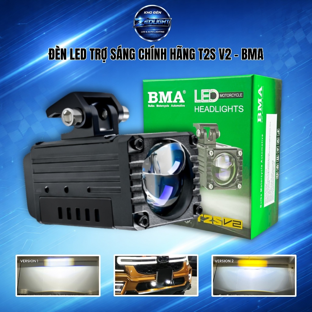 Đèn Trợ Sáng Bi Cầu T2S V2 BMA - Chống Chói, Pha Laser Mắt Ếch, Chống Nước IP68 Lắp Oto,Xe Máy... - 