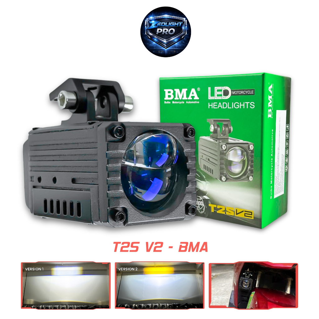 Đèn LED Trợ Sáng Bi Cầu T2S V2 BMA - Ánh Sáng Hình Thang Cực Đẹp, Chống Nước IP68, Lắp Cho Xe Tải, Ô