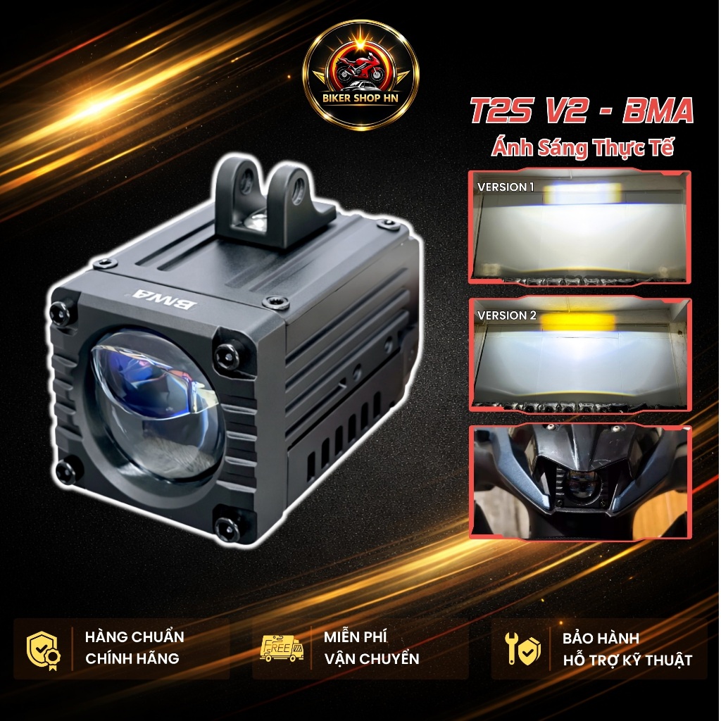 Đèn Trợ Sáng T2S V2 BMA 60W (New 2026) - Ánh Sáng Hoàn Hảo, Sắc Nét, Chống Chói, Chống Nước IP68 Lắp